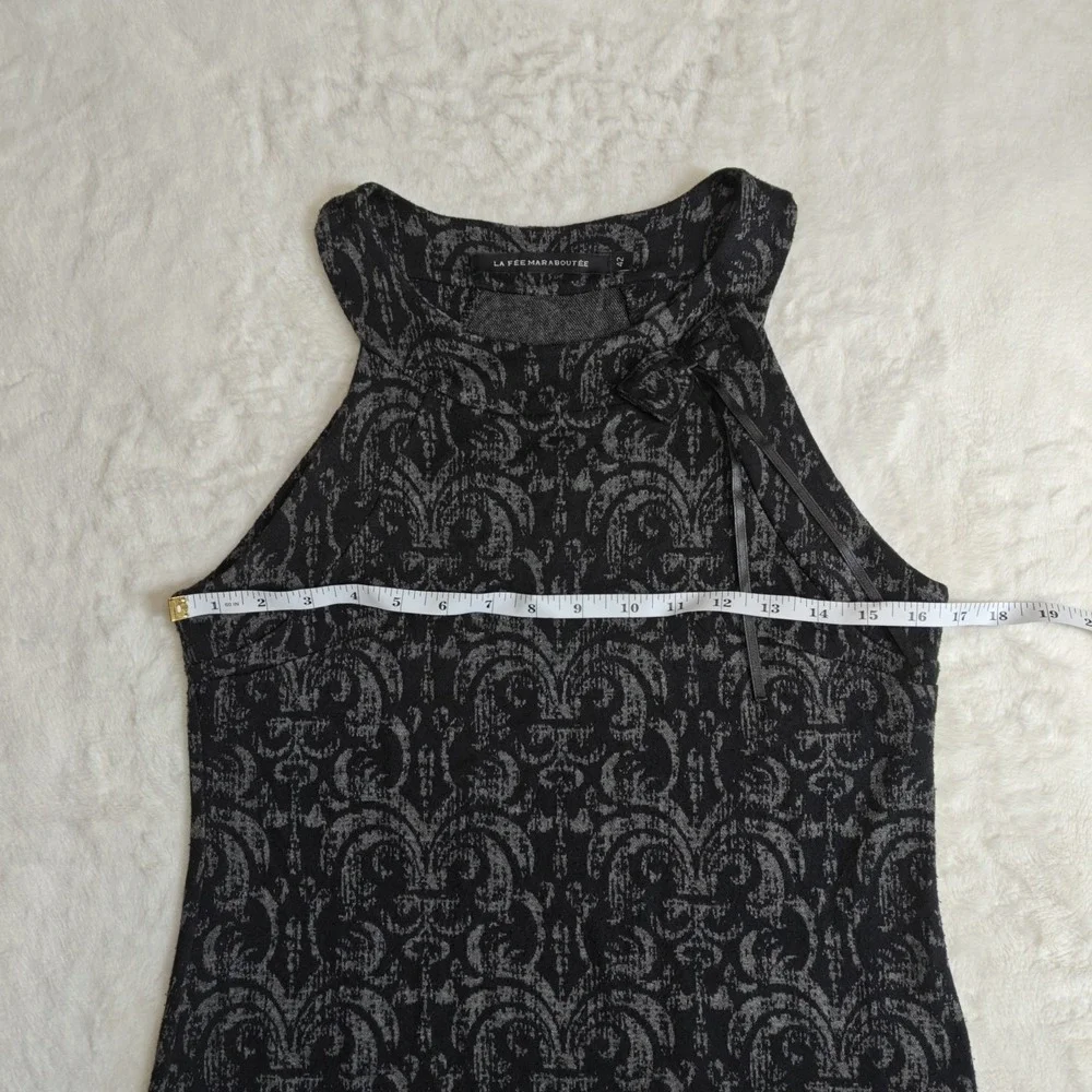 La Fée Maraboutée Size 42 Or Medium Damask Black Mini Dress A-Line‎ Flare Shift